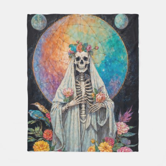 La Niña Blanca Santa Muerte Fleecedecke (Vorderseite)