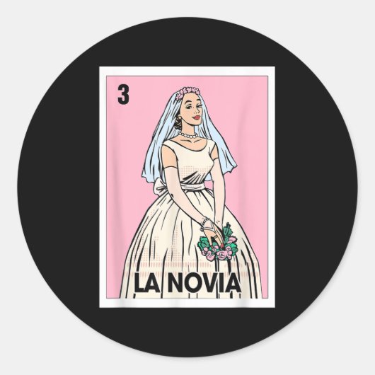 La Novia Mexican Bingo Card The Bride Wedding Bach Runder Aufkleber (Vorderseite)