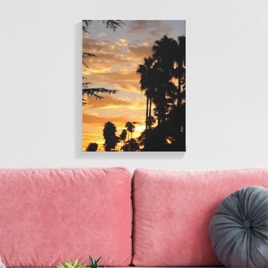 LA Palm Tree Sunset Wrapped Canvas Leinwanddruck (Insitu (Wohnzimmer))