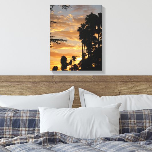 LA Palm Tree Sunset Wrapped Canvas Leinwanddruck (Insitu (Schlafzimmer))
