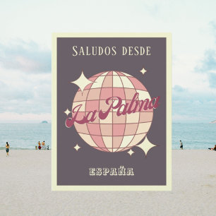 La Palma Insel Spanien Vintage-Disco lila Postkart Postkarte