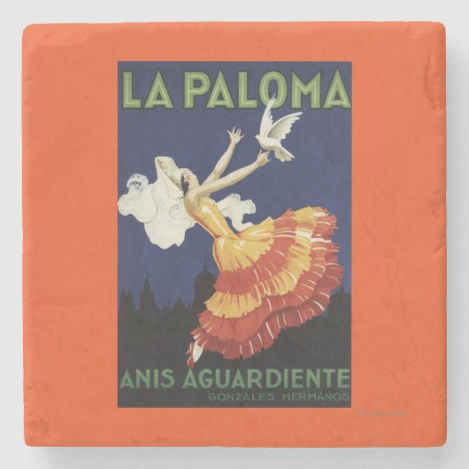 La Paloma - Anis Aguardiente fördernd Steinuntersetzer (Vorderseite)