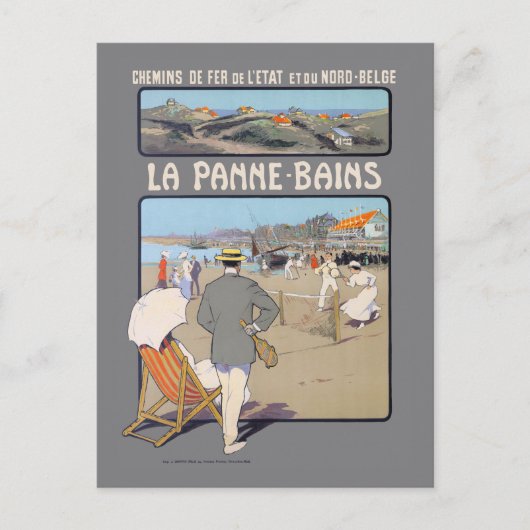 La Panne-Bains Vintage Poster 1912 Postkarte (Vorderseite)