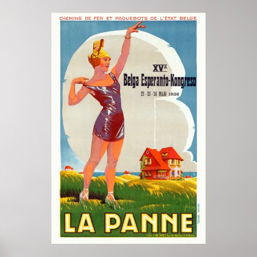 La Panne Belgium Vintage Poster 1926 (Vorne)