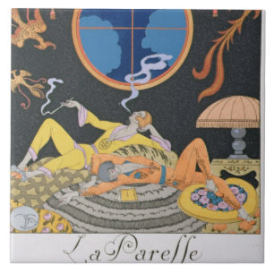 La Paresse, 1924 (pochoir Druck) Fliese
