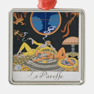 La Paresse, 1924 (pochoir Druck) Silbernes Ornament
