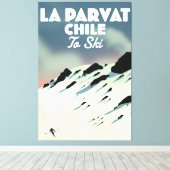 La Parvat Chile Retro Skikunst. Leinwanddruck (Insitu (Holzboden))