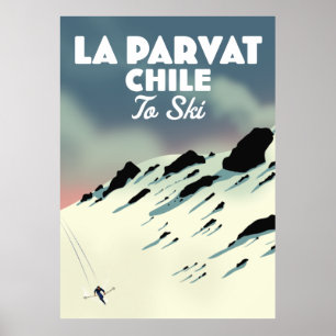 La Parvat Chile Retro Skikunst. Poster