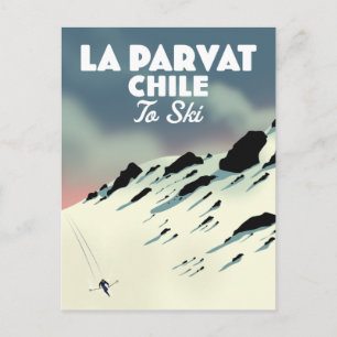 La Parvat Chile Retro Skikunst. Postkarte