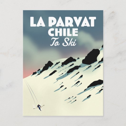 La Parvat Chile Retro Skikunst. Postkarte (Vorderseite)