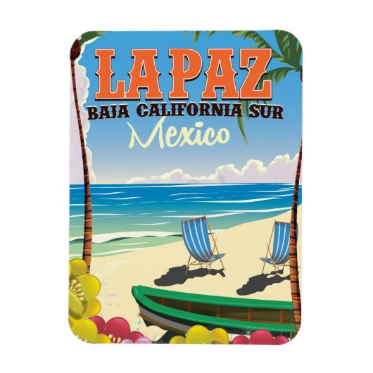 La Paz Baja California Sur Mexico Reiseplakat Magnet (Vertikal)