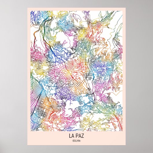 La Paz Bolivien City Map Poster (Vorne)
