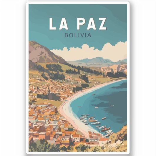 La Paz Bolivien Illustration Kunst, Dichtung und M Aufkleber (Vorderseite)
