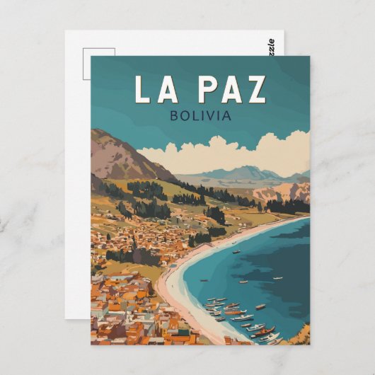 La Paz Bolivien Illustration Kunst, Dichtung und M Postkarte (Vorne/Hinten)