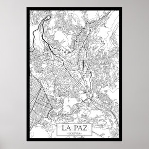 La Paz Bolivien Karte Poster