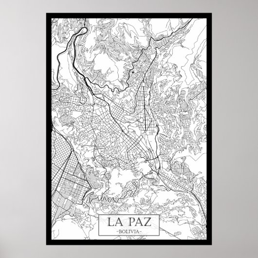 La Paz Bolivien Karte Poster (Vorne)