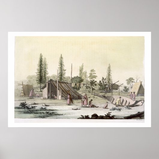 La Perouse at Port Francesci (colour engraving) Poster (Vorne)