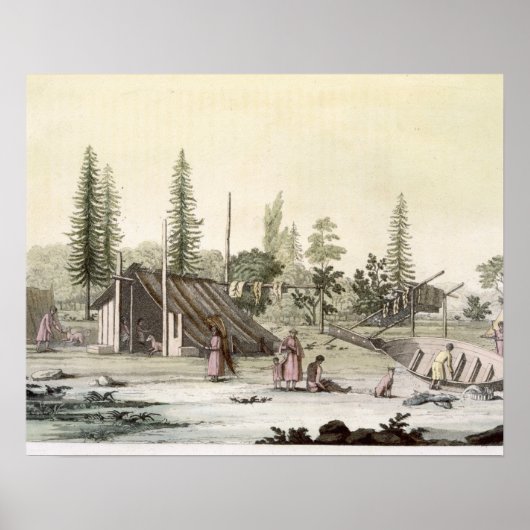 La Perouse in Port Francesci (Farbgravur) Poster (Vorne)