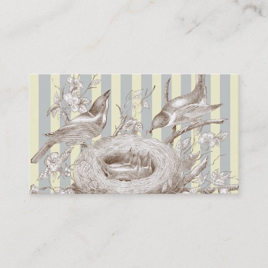 La Petite Famile auf blau und creme Mit Dankeschön Visitenkarte (Vorderseite)