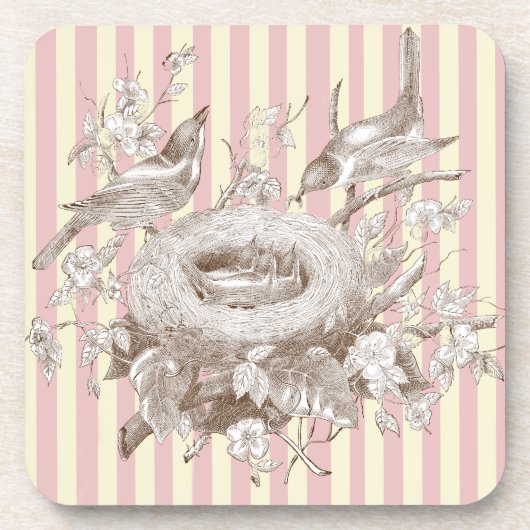 La Petite Famile auf rosa und cremefarbenem Hinter Getränkeuntersetzer (Vorderseite)