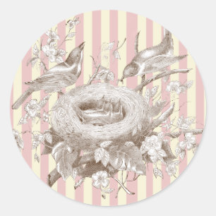 La Petite Famile auf rosa und cremefarbenem Hinter Runder Aufkleber