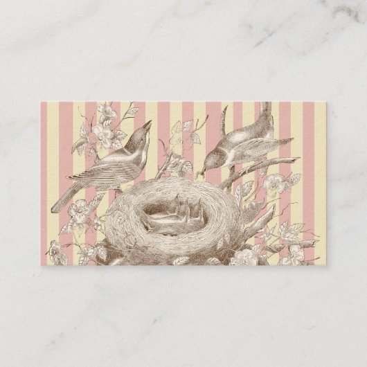 La Petite Famile auf rosa und cremefarbenem Hinter Visitenkarte (Vorderseite)