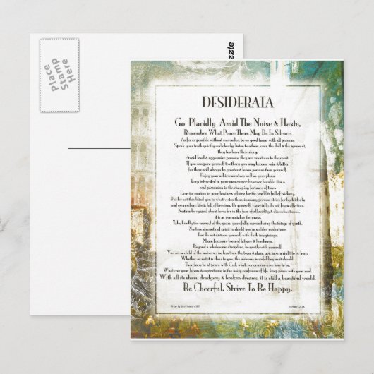 La Piazza DESIDERATA von Max Ehrmann Postkarte (Vorne/Hinten)