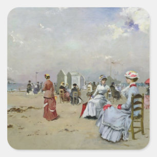 La Plage de Trouville Quadratischer Aufkleber