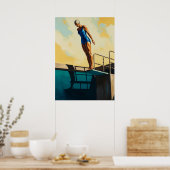LA PLONGEUSE D'AZUR (The Azure Diver) - Original A Poster (Küche)