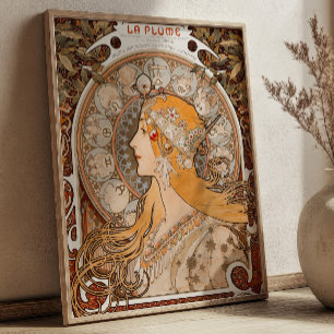 La Plume von Alfonse Mucha Vintage Art Nouveau Poster