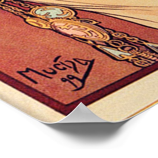 La Plume von Alphonse Mucha Poster (Ecke)