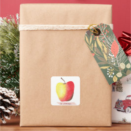 La pomme / Der Apfel Französisch lernen Quadratischer Aufkleber