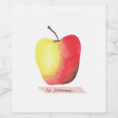 La pomme / Der Apfel Französisch lernen Weinetikett (Einzelnes Label)