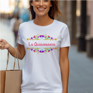 La Quinceanera Mexican Fiesta Floral Geburtstag T-Shirt