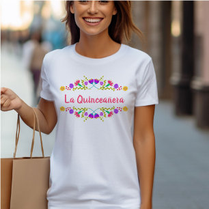 La Quinceanera Mexikanische Fiesta Florale Geburts T-Shirt
