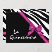 La Quinceanera Zebra und Ribbon Pink Einladung (Vorne/Hinten)