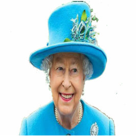 La Reina de Inglaterra en Azul Freistehende Fotoskulptur