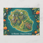 La Réunion – Cirques & Vulkan | Illustrierte Karte (Vorderseite)