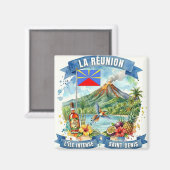 La Réunion Insel Souvenir Magnet (Vorderseite/Rückseite)