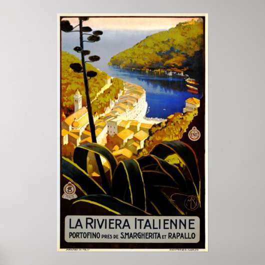 La Riviera Italienisch Ligurien Italien ENIT Reise Poster (Vorne)