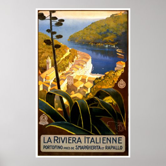 La Riviera Italienne, Italien Vintage Travel Poste Poster (Vorne)