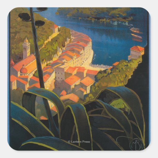 La Riviera Italienne Quadratischer Aufkleber (Vorderseite)