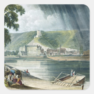 La Roche, from Views on the Seine, engraved by T Quadratischer Aufkleber