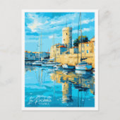 La Rochelle France Vintage Illustration Postkarte (Vorderseite)
