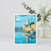 La Rochelle France Vintage Illustration Postkarte (Stehend Vorderseite)