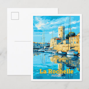 La Rochelle Frankreich Reise Vintage-Illustration Postkarte