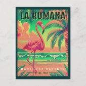 La Romana Beach DR. Retro Flamingos Souvenir 1960e Postkarte (Vorderseite)
