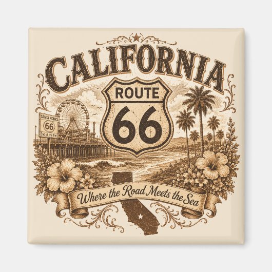 LA Route 66 Santa Monica Endpunkt Magnet (Vorne)