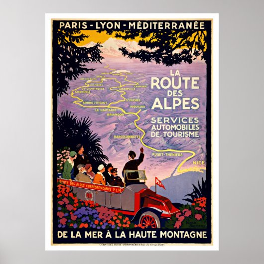 La Route Des Alpes Frankreich Vintage Travel Poster (Vorne)