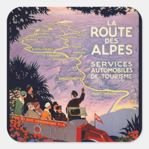La route des Alpes Quadratischer Aufkleber